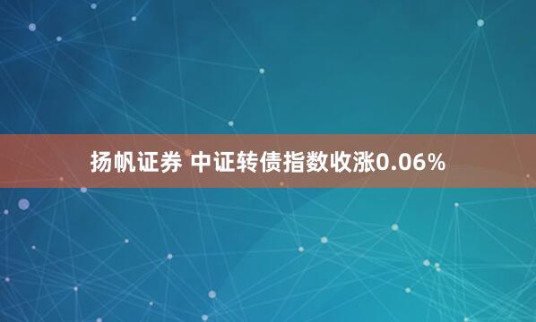 扬帆证券 中证转债指数收涨0.06%